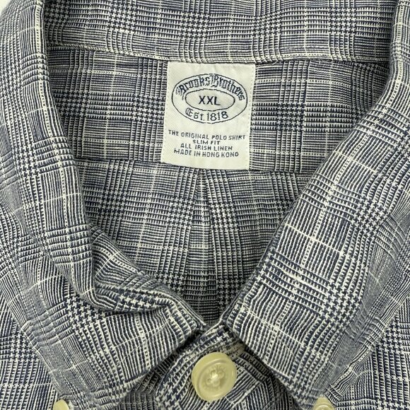 Brooks Brothers Irish Linen Shirt XXL Men Blue Plaid Long Sleeve Button Down - Picture 4 of 5